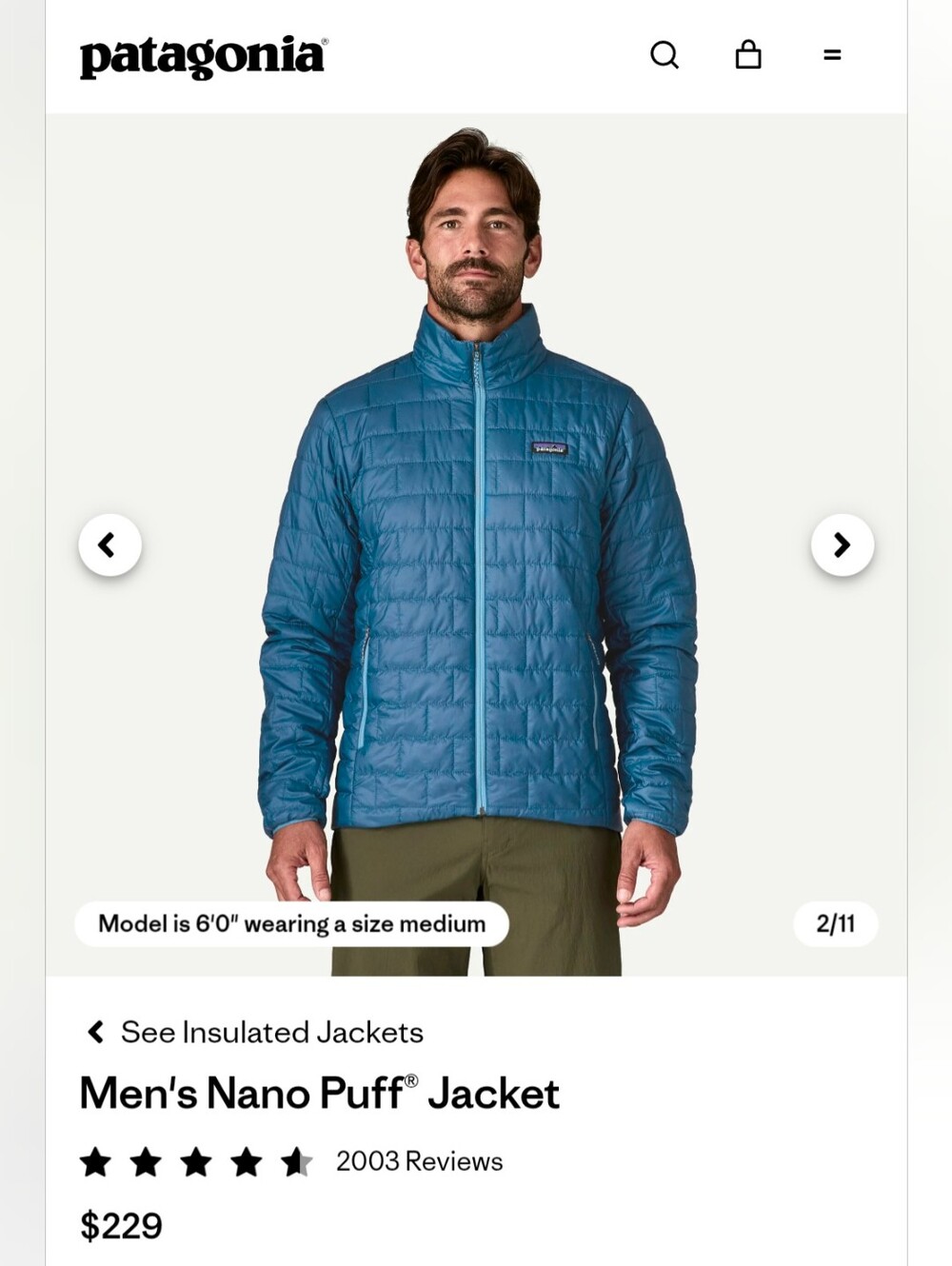 Patagonia Men's M Nano Puff Blue Jacket - Picture 6 of 6
